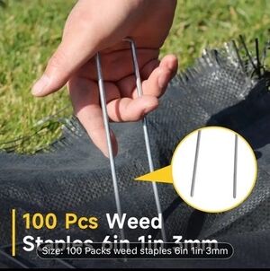 100 Pack 6" Galvanized Landscape Staples 11 Gauge Sod Stakes Ground Pins New